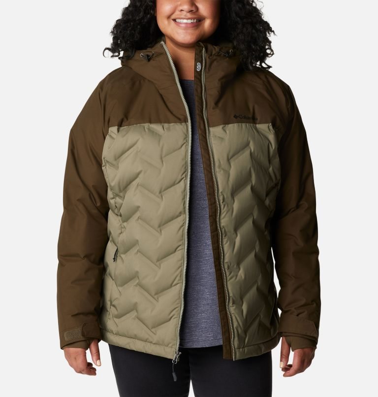 Women's Columbia Grand Trek Hooded Down Jackets Olive | Plus Size CA-LL3CA